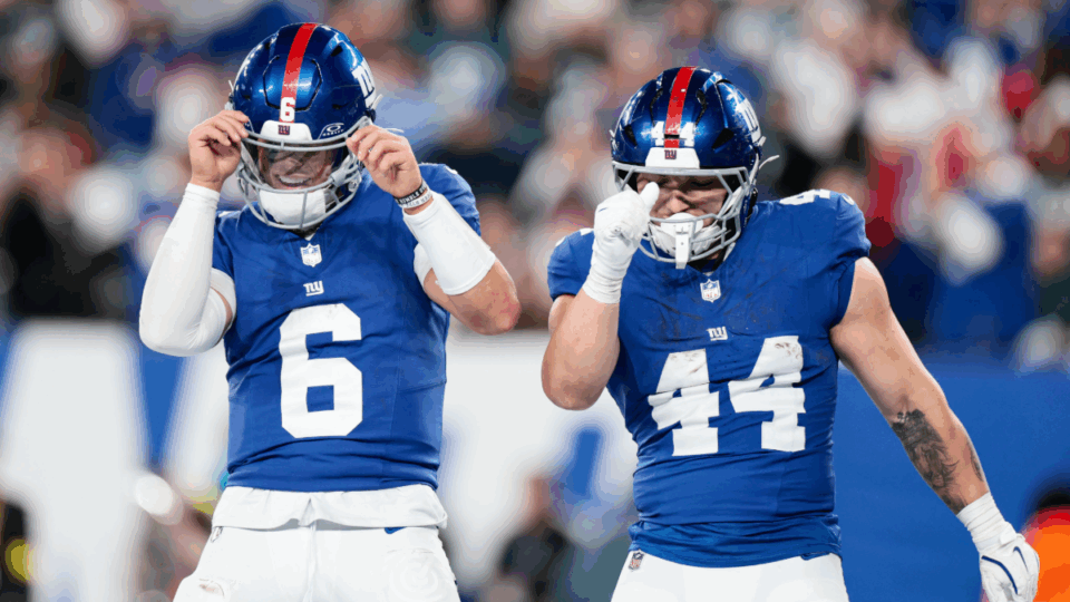 Jaxson Dart and Cam Skattebo New York Giants