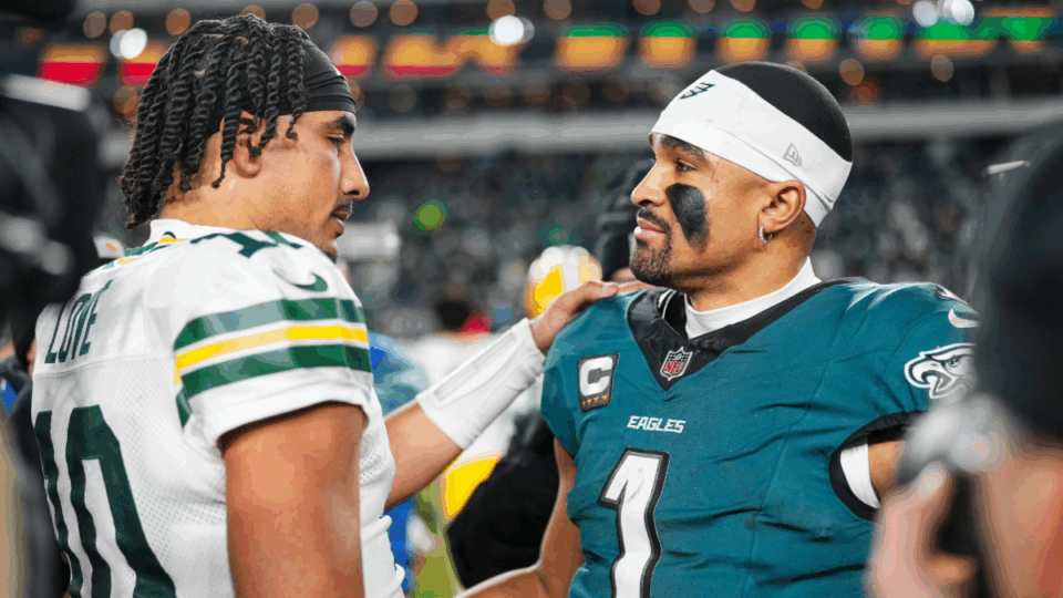 Jordan Love and Jalen Hurts Philadelphia Eagles Green Bay Packers