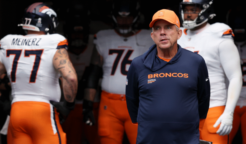 Sean Payton of the Denver Broncos stands in the tunnel prior to an NFL football game against the Houston Texans at NRG Stadium on November 2, 2025 in Houston, Texas.