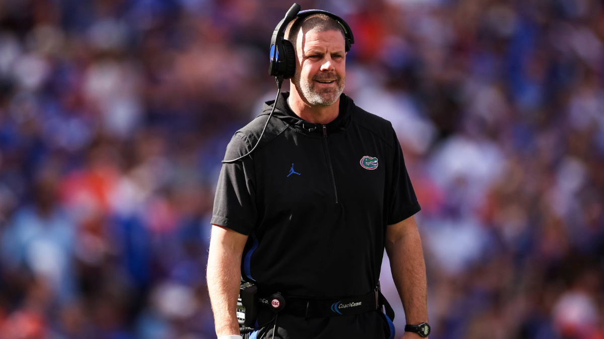 Head Coach Billy Napier of the Florida Gators looks on during the first half of a game against the Mississippi State Bulldogs at Ben Hill Griffin Stadium on October 18, 2025 in Gainesville, Florida.