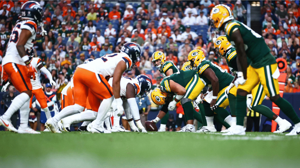 The Denver Broncos and the Green Bay Packers compete during the preseason game at Empower Field At Mile High on August 18, 2024 in Denver, Colorado.