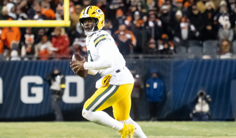 Green Bay Packers quarterback Malik Willis (2) looks to pass the ball during a regular season game between the Green Bay Packers and the Chicago Bears on December 20, 2025, at Soldier Field in Chicago, Illinois.