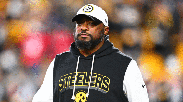 Head coach Mike Tomlin of the Pittsburgh Steelers looks on before the game against the Houston Texans at Acrisure Stadium on January 12, 2026 in Pittsburgh, Pennsylvania.