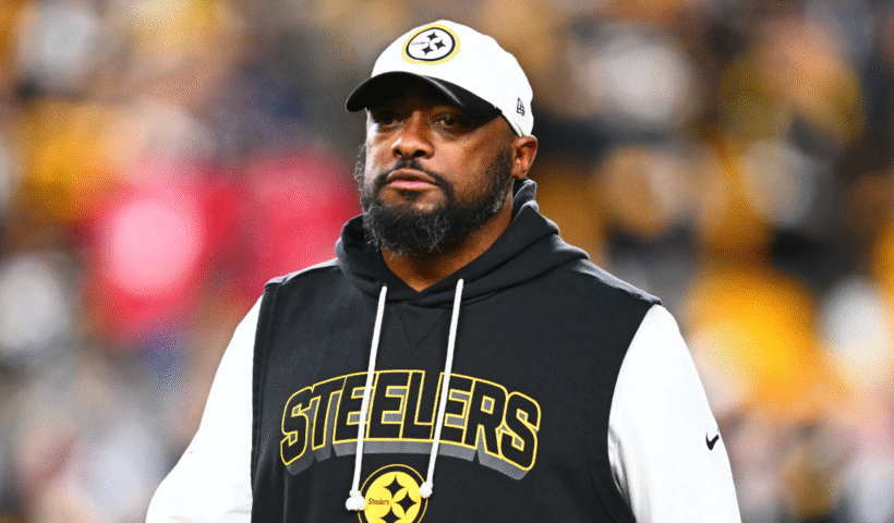 Head coach Mike Tomlin of the Pittsburgh Steelers looks on before the game against the Houston Texans at Acrisure Stadium on January 12, 2026 in Pittsburgh, Pennsylvania.