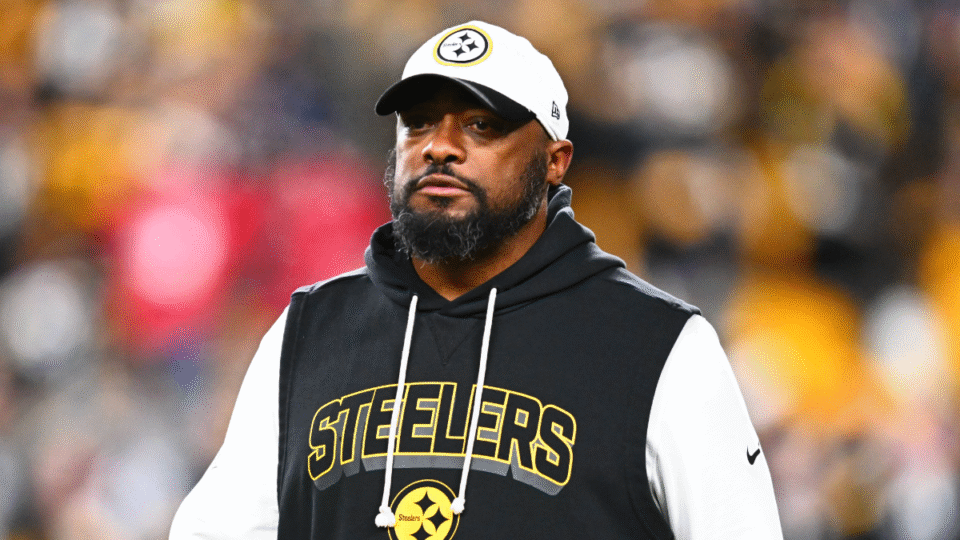 Head coach Mike Tomlin of the Pittsburgh Steelers looks on before the game against the Houston Texans at Acrisure Stadium on January 12, 2026 in Pittsburgh, Pennsylvania.