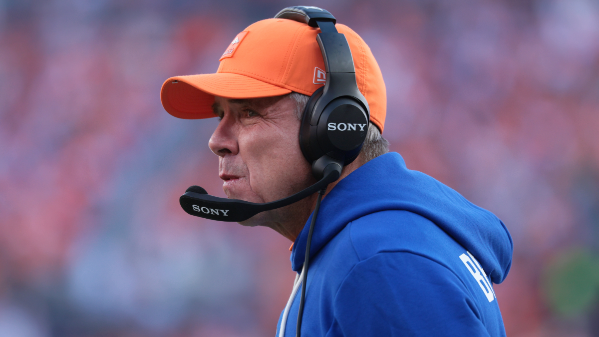 Head coach Sean Payton of the Denver Broncos looks on in the first quarter against the Los Angeles Chargers at Empower Field At Mile High on January 04, 2026 in Denver, Colorado.