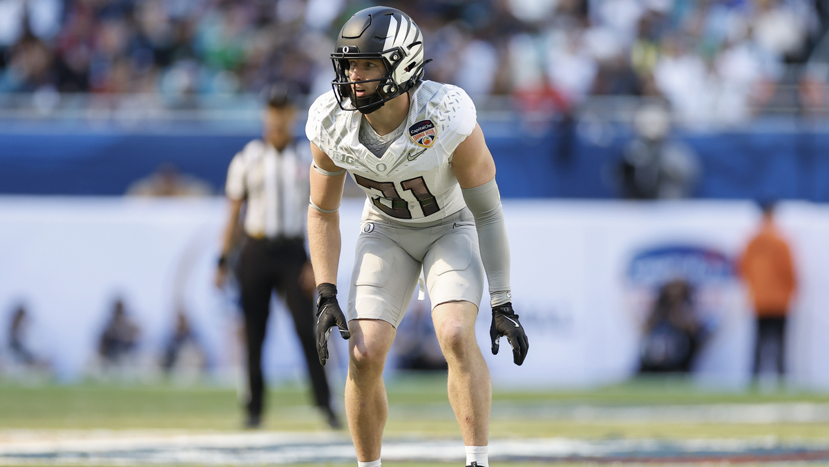 Dillon Thieneman #31 of the Oregon Ducks lines up for a play during the College Football Playoff Quarterfinal at the Capital One Orange Bowl game between the Oregon Ducks and the Texas Tech Red Raiders on January 1, 2026 at Hard Rock Stadium in Miami Gardens, Fl.
