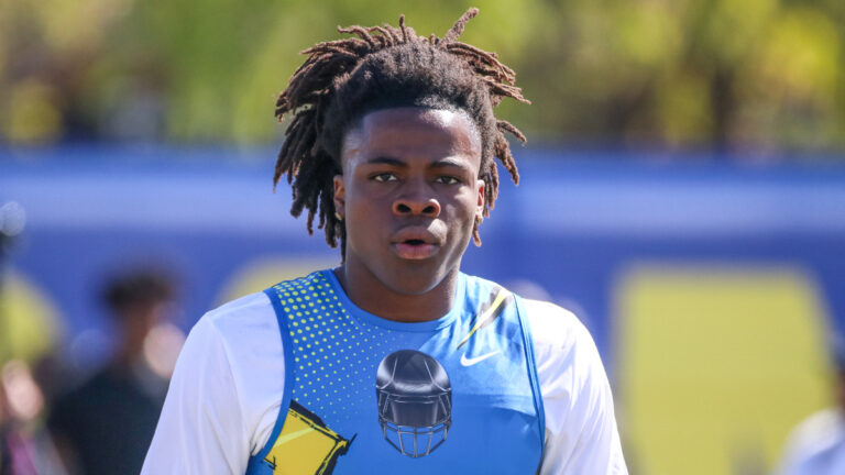 Corona-Centennial receiver Quentin Hale looks on while participating in The Opening Regionals in Los Angeles on Feb. 22, 2026.