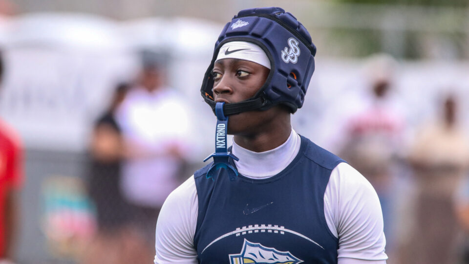 St. John Bosco DB Dorian Franklin looks to the sideline at the Edison Battle at the Beach on July 11, 2026 in Huntington Beach, California.