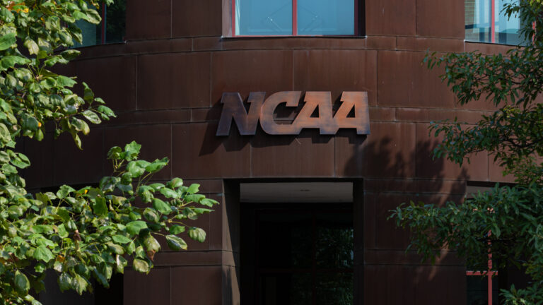 The exterior of the NCAA National Office on September 17, 2020 in Indianapolis, Indiana.