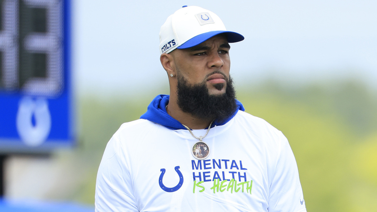 Keenan Allen looks on during the joint practice against the Atlanta Falcons at Grand Park Sports Campus on August 19, 2026 in Westfield, Indiana.