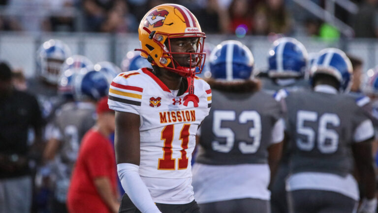 Mission Viejo DB Jordan Hicks reacts after a play in a game between Mission Viejo and Folsom at Prairie City Stadium in Folsom, California on Sept. 4, 2026.