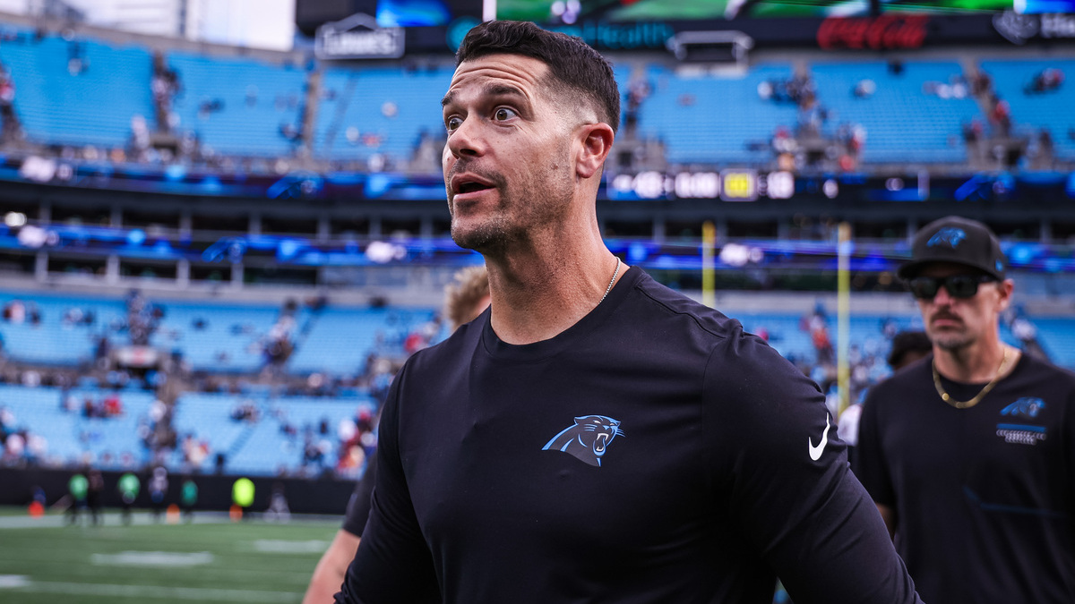 Head Coach Dave Canales of the Carolina Panthers reacts after a football game against the Tampa Bay Buccaneers at Bank of America Stadium on October 25, 2026 in Charlotte, North Carolina.